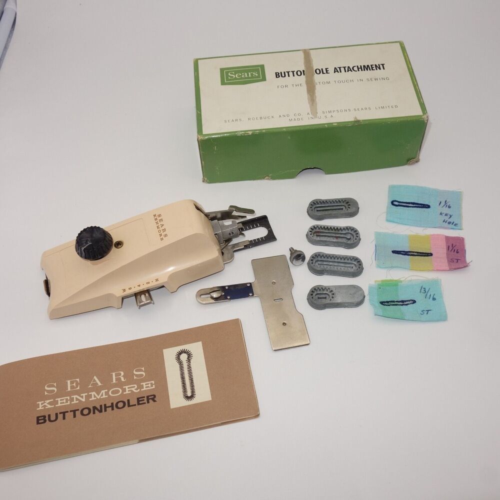 Vintage Antique Sears Automatic Buttonhole Attachment in Box for Sewing Machine